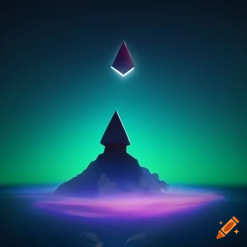 surreal landscape with Ethereum logo as the moon