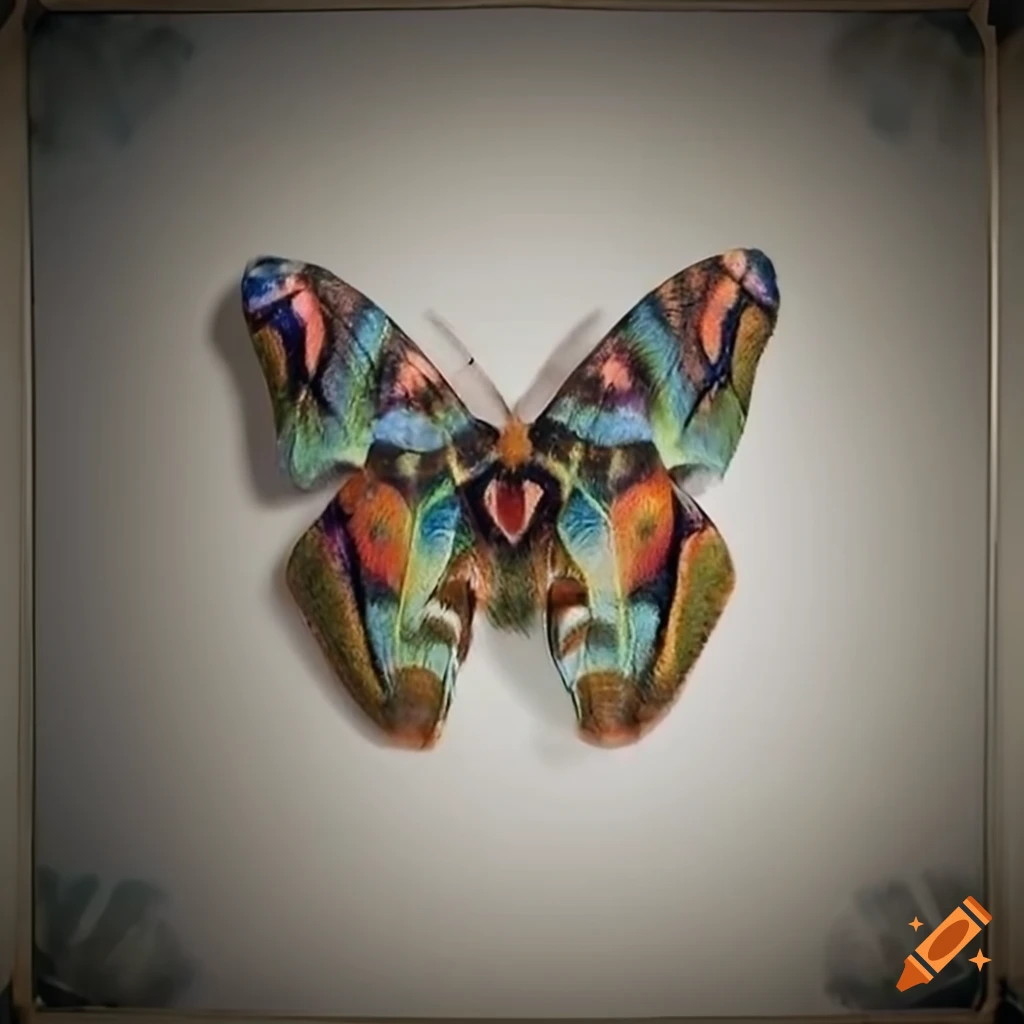 detailed artwork of a werewolf moth in arch-style composition