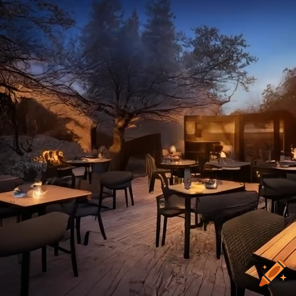 mountain view outdoor dining area