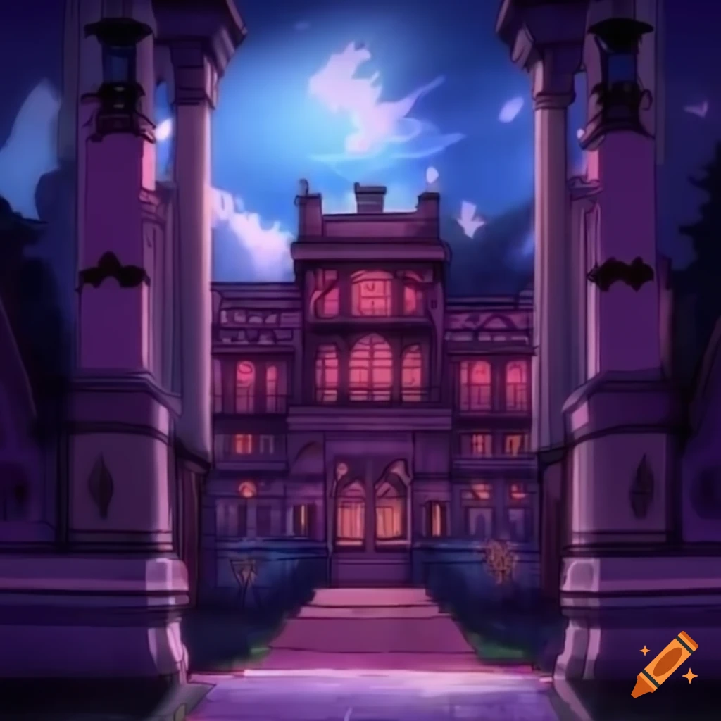 Anime style mansion illustration