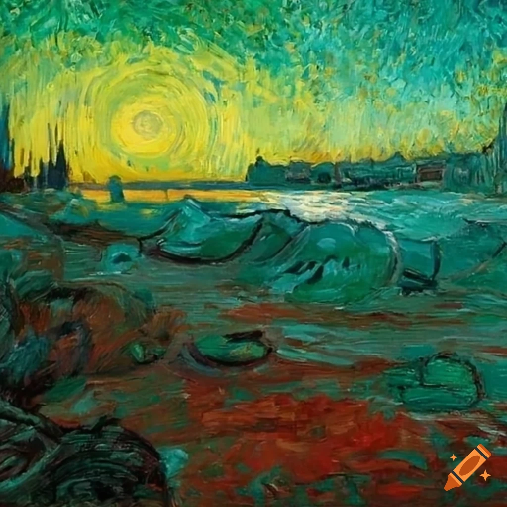 van gogh's landscape painting in vibrant colors