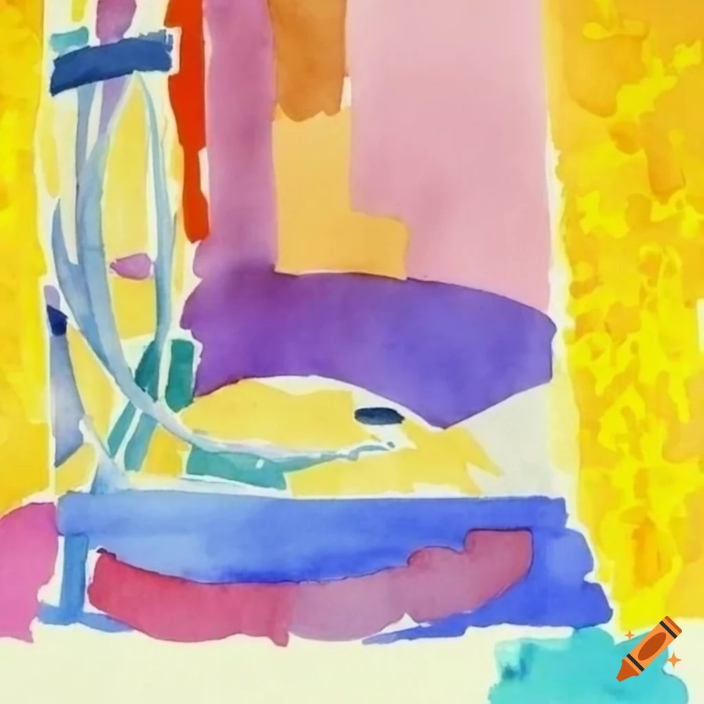 watercolor painting of a roller coaster by Georges Braque and David Hockney
