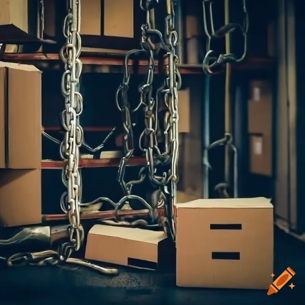 Wallboard with chains and clamps on Craiyon