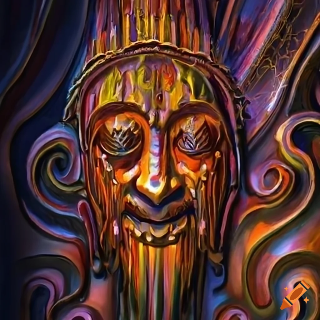neon-green-masked-king-on-a-throne-on-craiyon