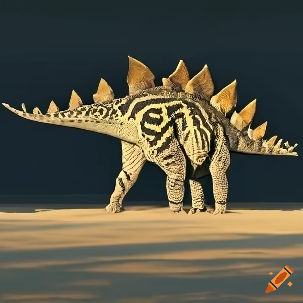 stegosaurus with intricate color and skin pattern