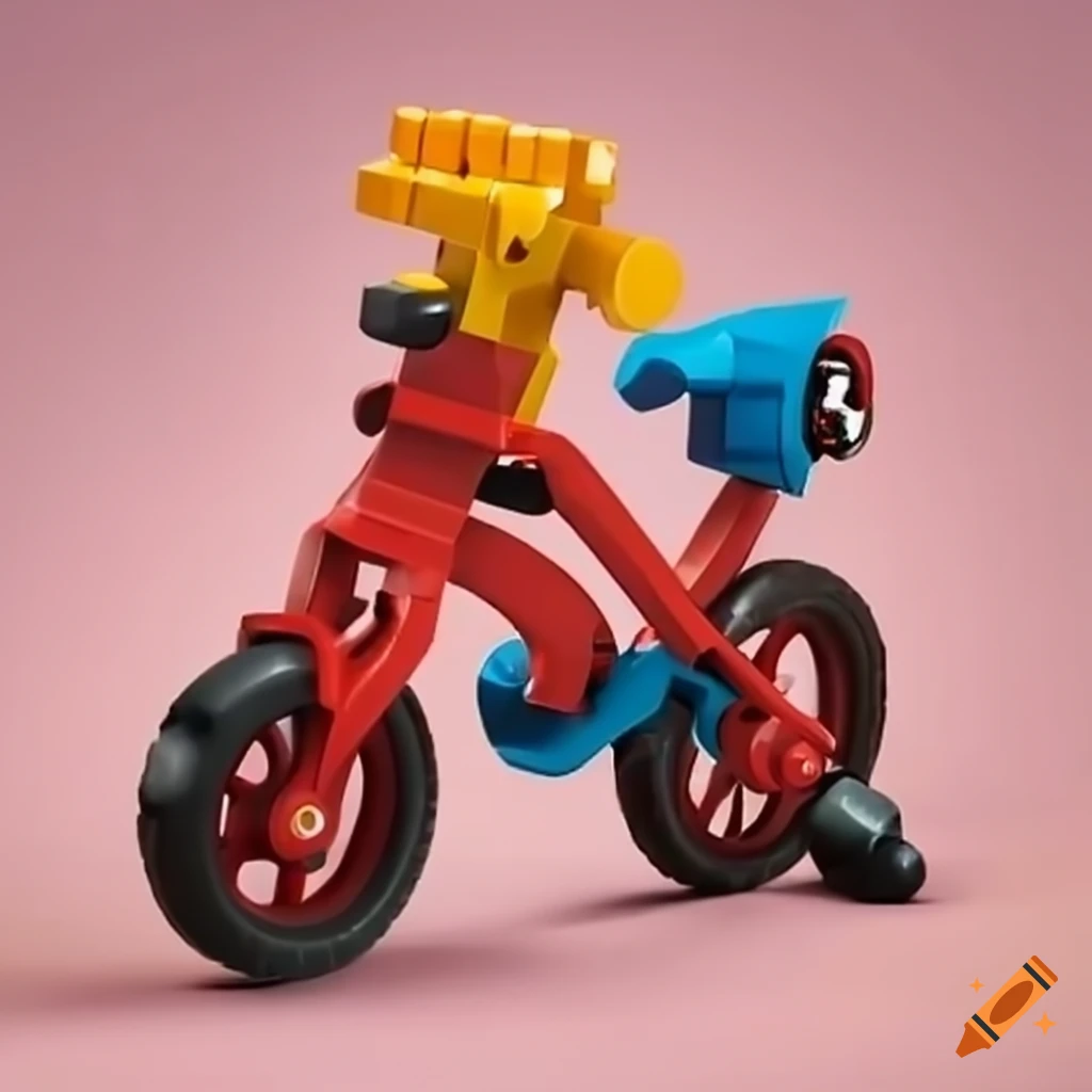 Lego character riding a folding bike on Craiyon