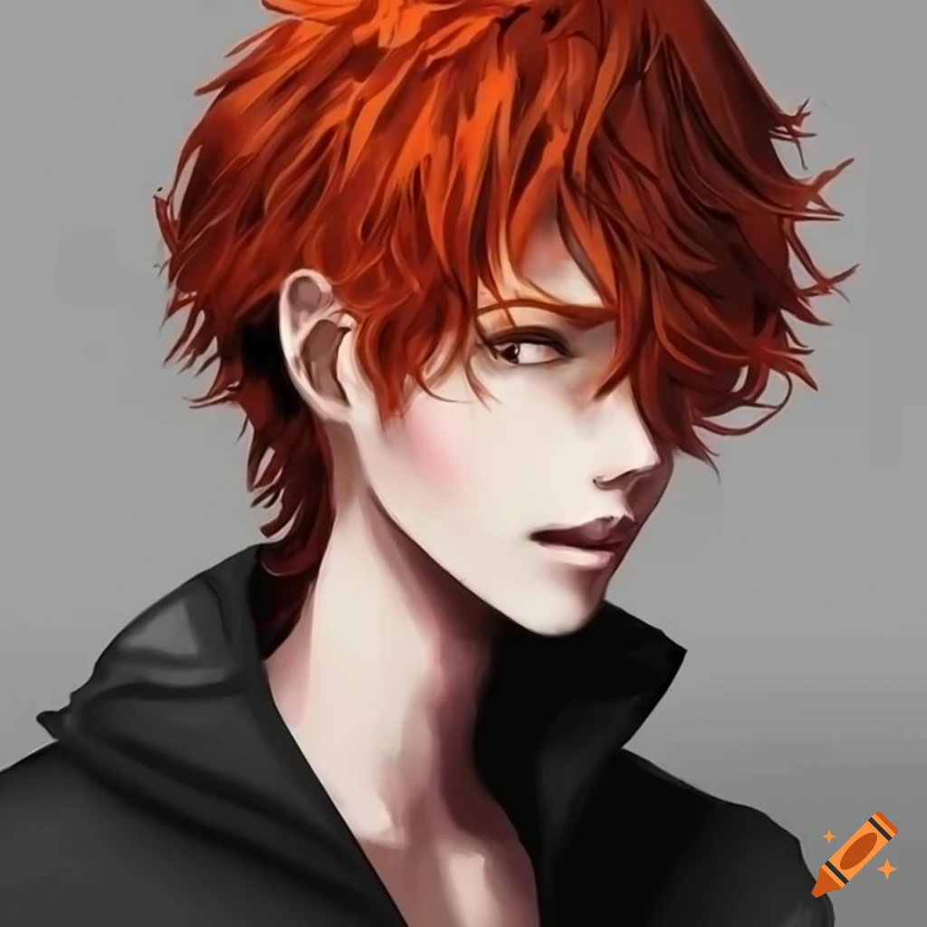 Stylish redhaired man in black attire on Craiyon