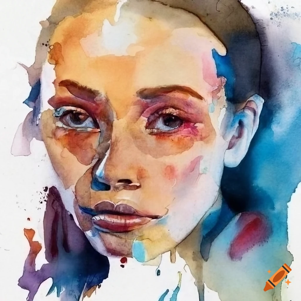 Watercolor portrait inspired by kaethe kollwitz