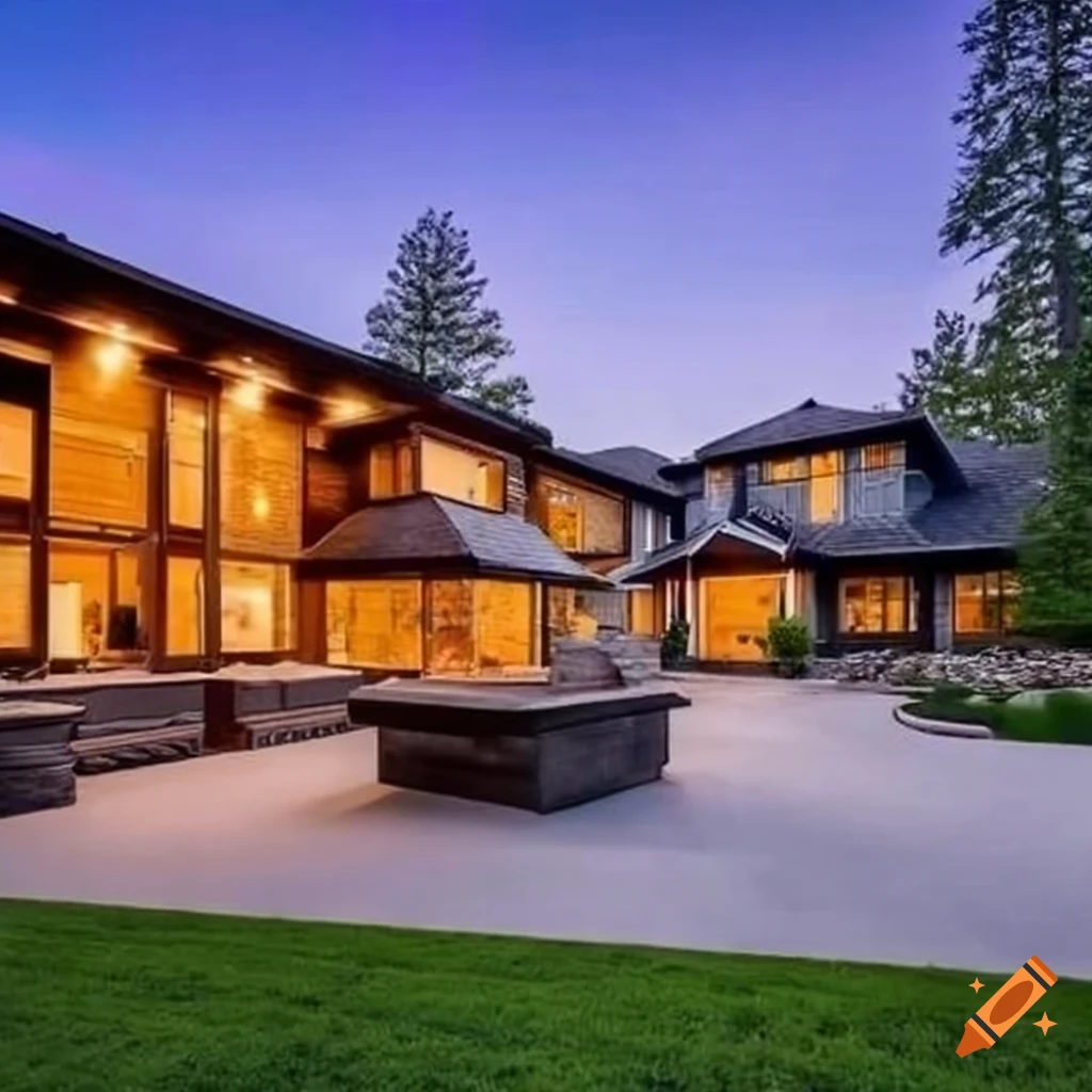 modern craftsman style mansion patio