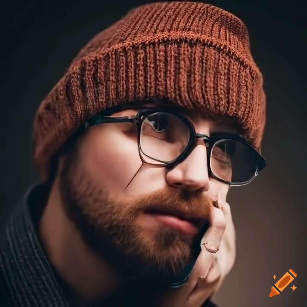 close-up of a stylish bearded man with glasses