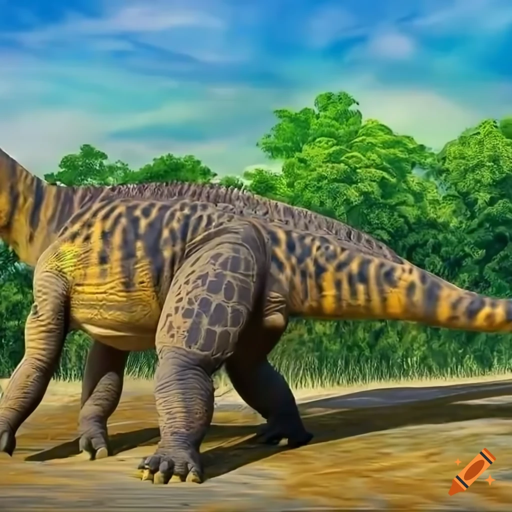 colorful Iguanodon dinosaur in morning light
