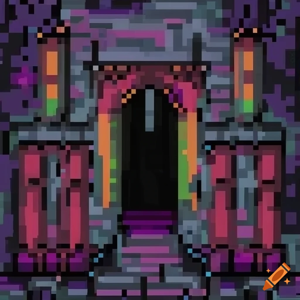 pixel art of a dark gothic wall