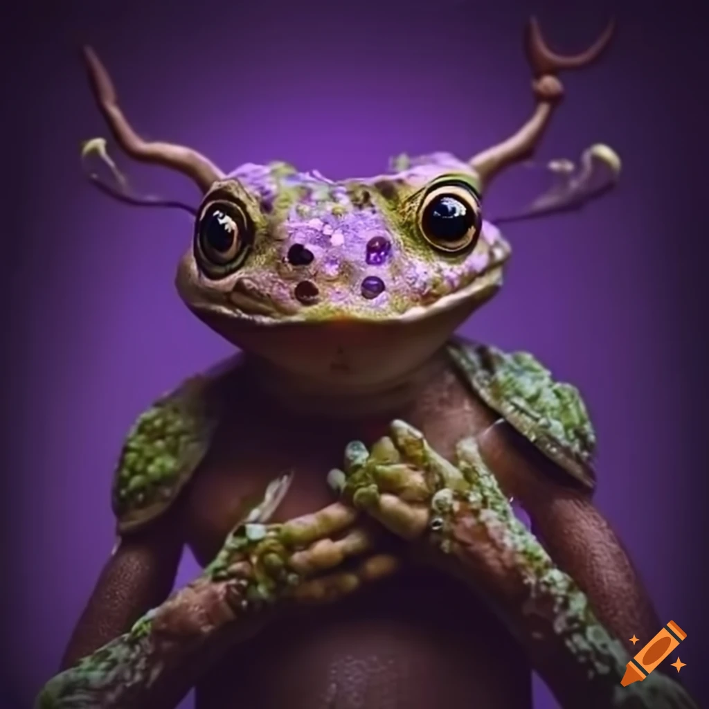 Cinematic still of a cute purple grung druid d&d character on Craiyon