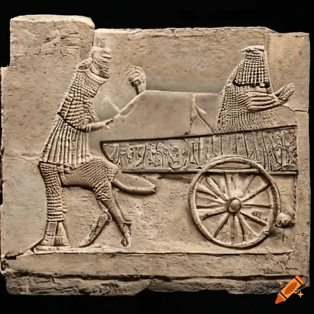 stone relief of an Assyrian carriage
