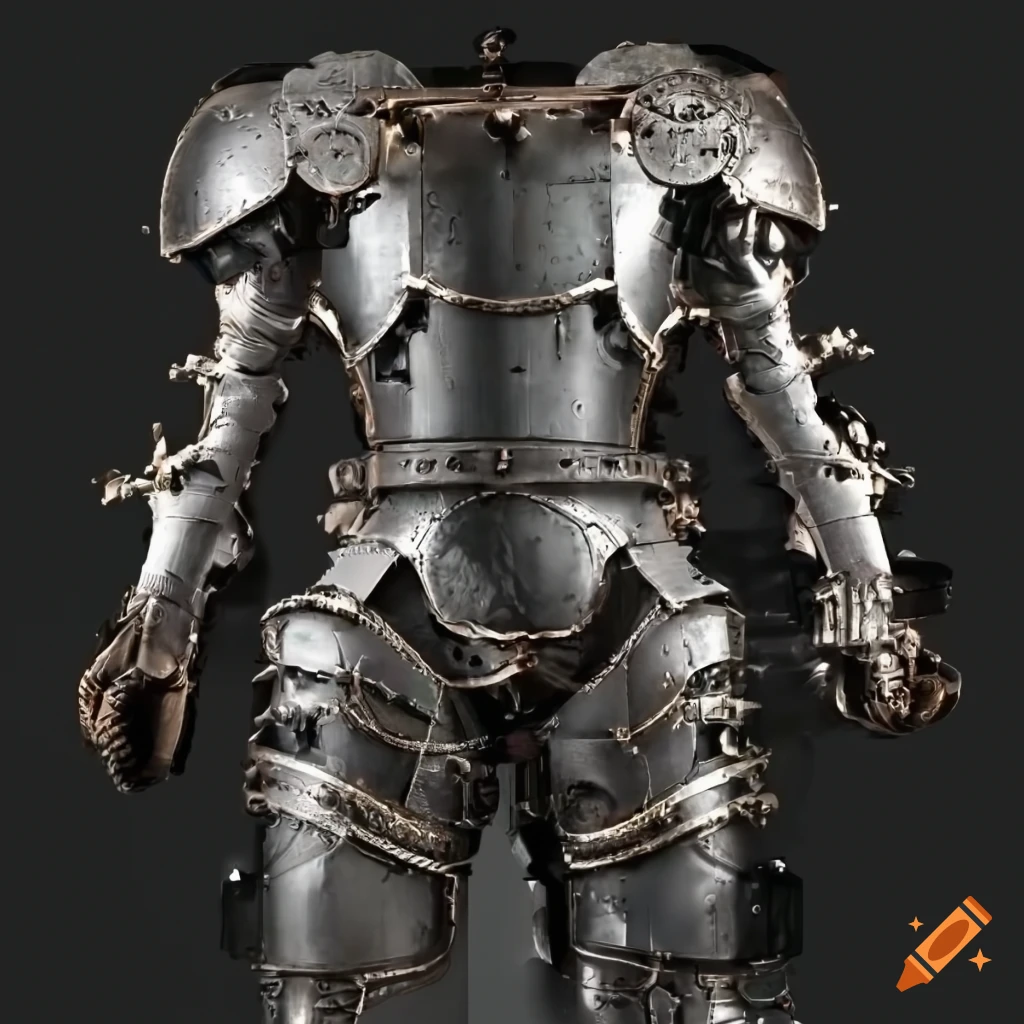a futuristic power armor inspired by WWII German military style on