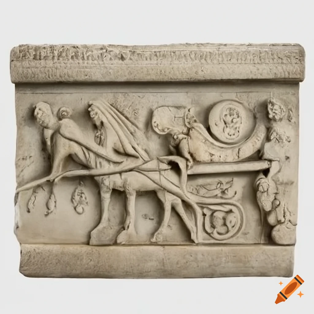 Greek stone relief of a carriage