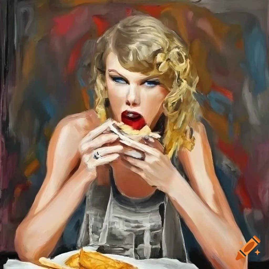 Oil Painting Of Taylor Swift Enjoying Fish And Chips On Craiyon