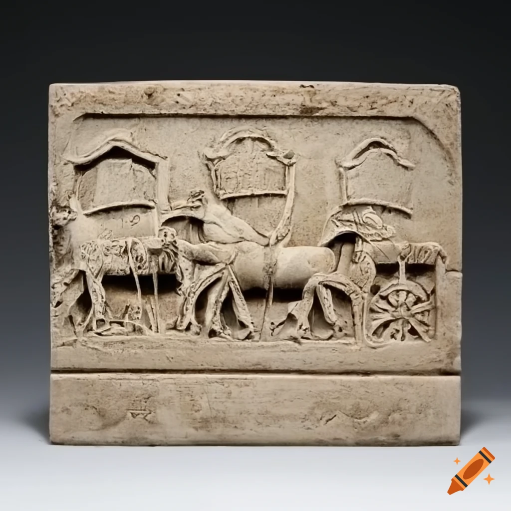 Greek stone relief of a carriage