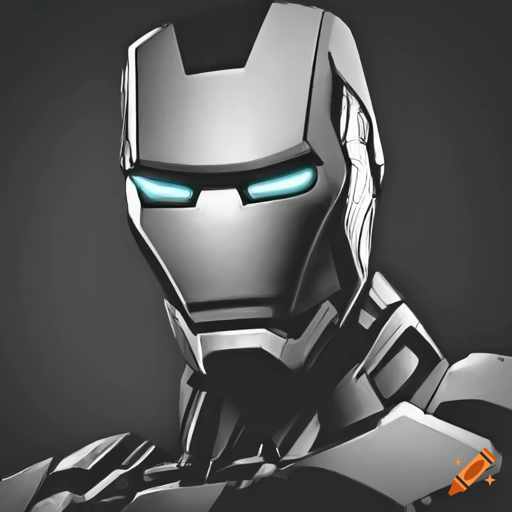 high resolution black and white Iron Man head