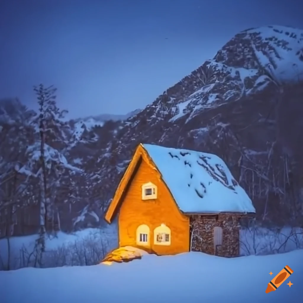 image-of-a-snowy-mountain-with-a-cozy-house-and-a-christmas-tree-on-craiyon