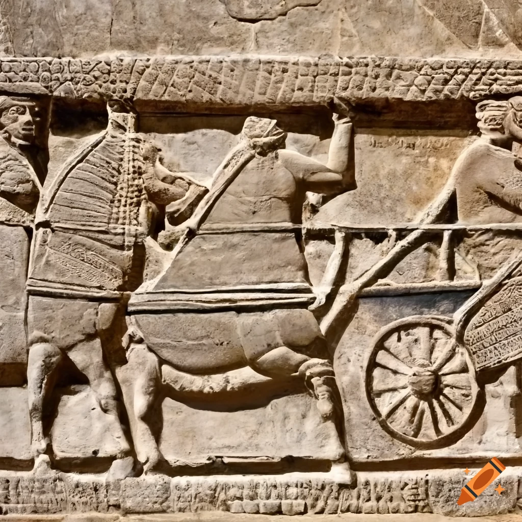 stone relief of an Assyrian carriage