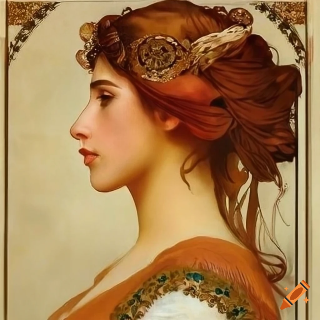 portrait painting of an Arab woman with brown eyes
