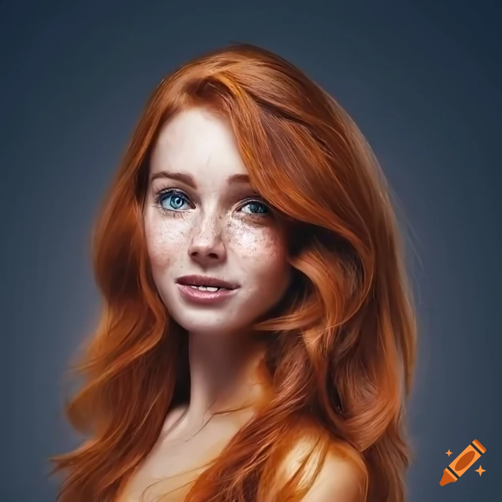 High resolution portrait of a pretty woman with freckles