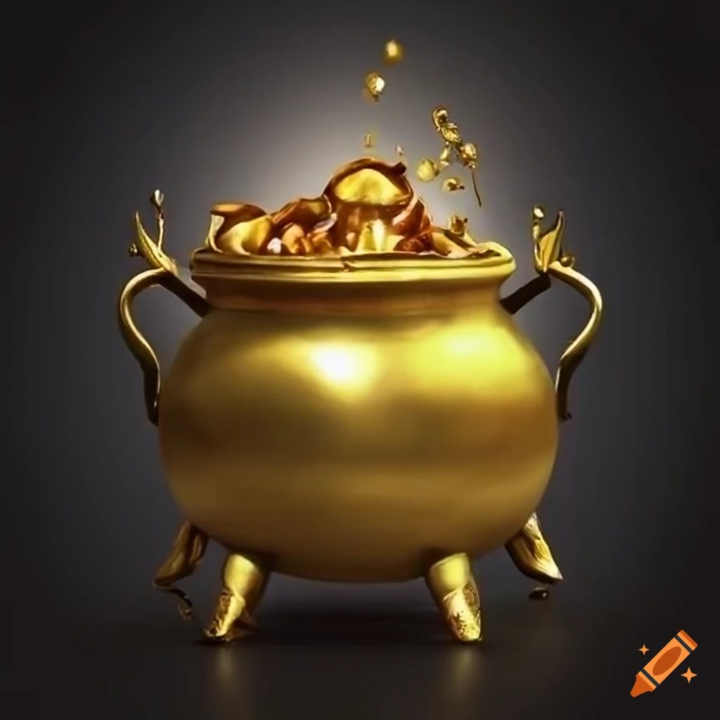 A golden treasure chest with one diamond in the chest have a lot of  treasure and a glowing bule magic stone