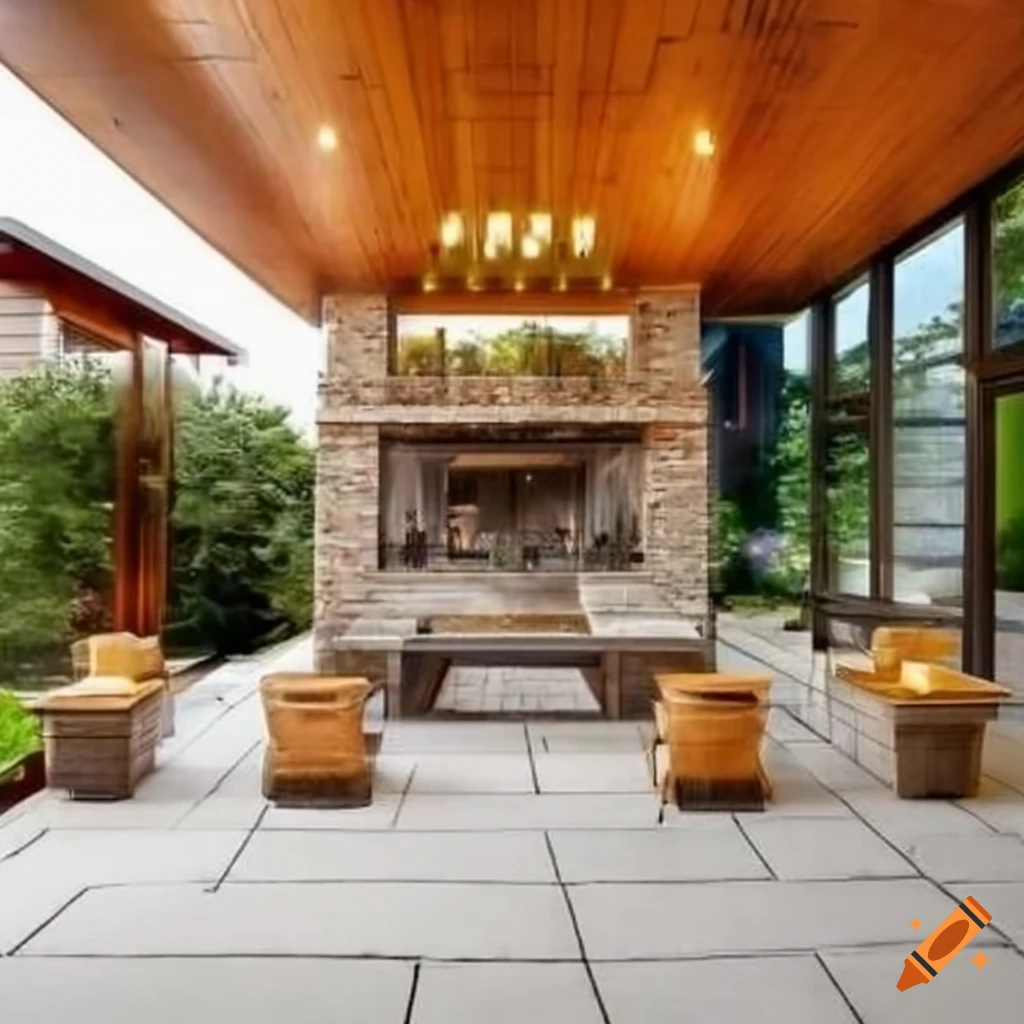 modern craftsman style mansion patio