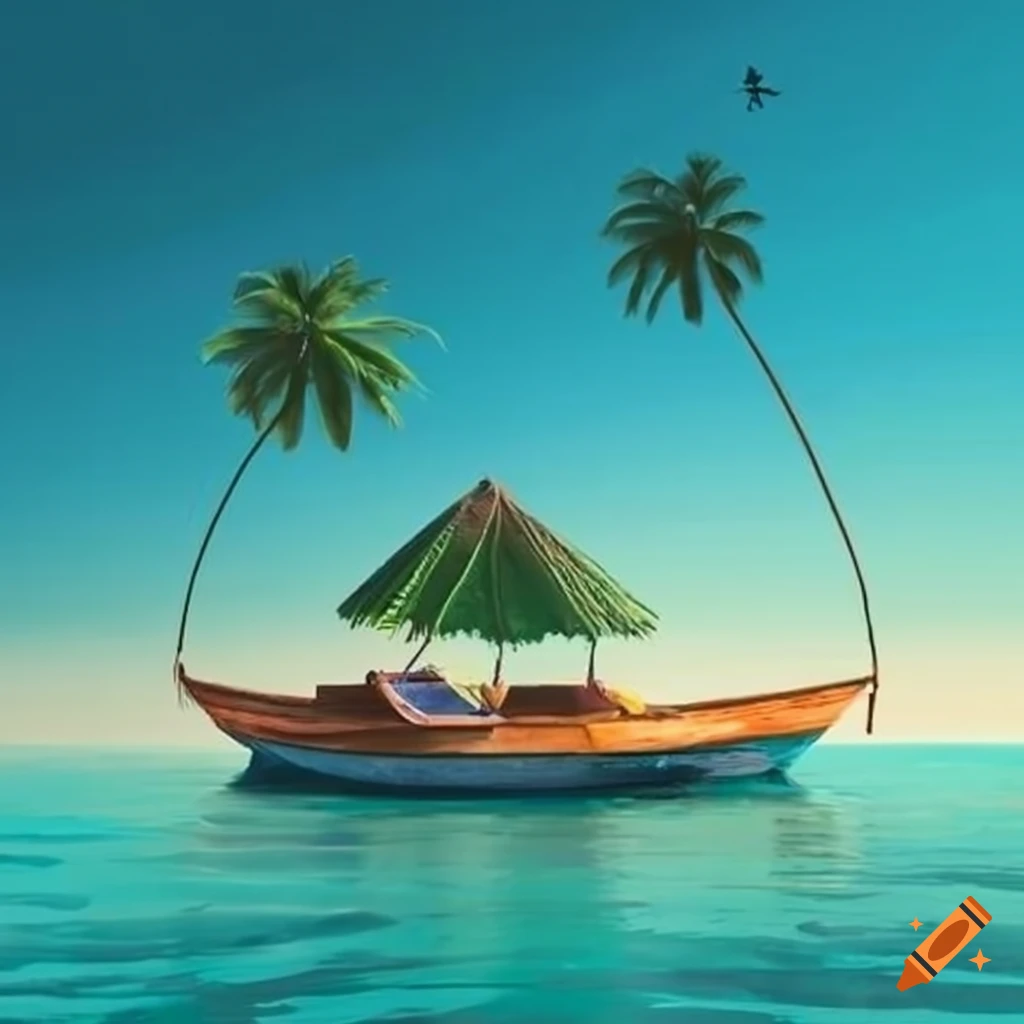boat near a beautiful tropical island