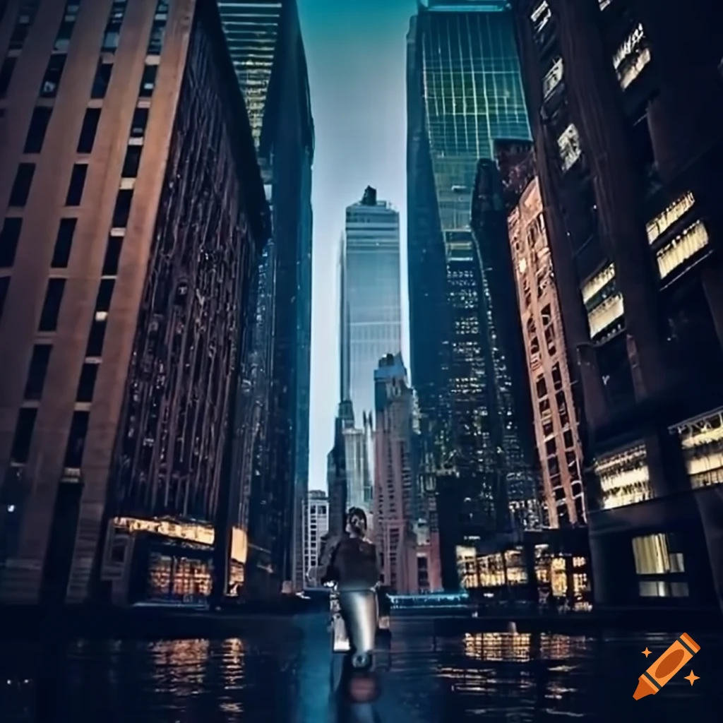 man standing in front of New York skyscraper