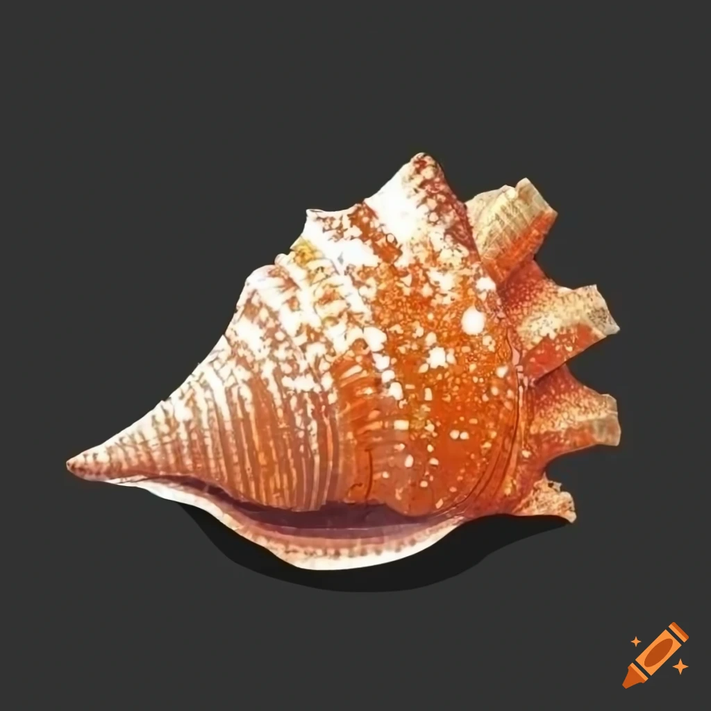 cartoon orange seashell on white background