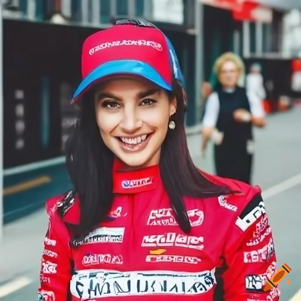 Smiling Woman Promoter In Formula One Attire 4489