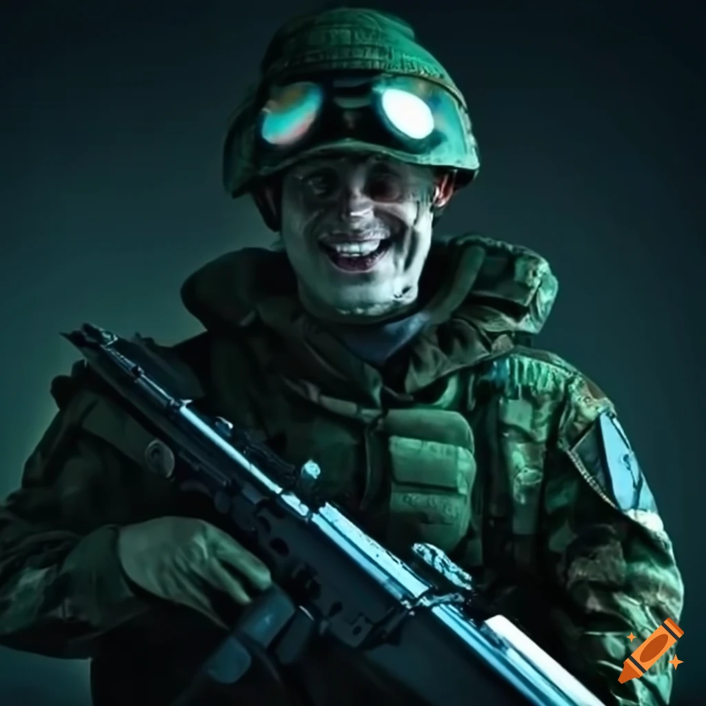 smiling soldier with a glowing personality
