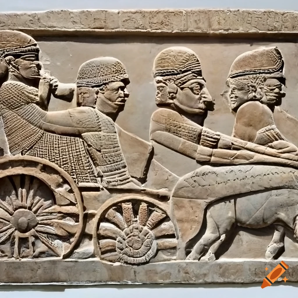 stone relief of an Assyrian carriage