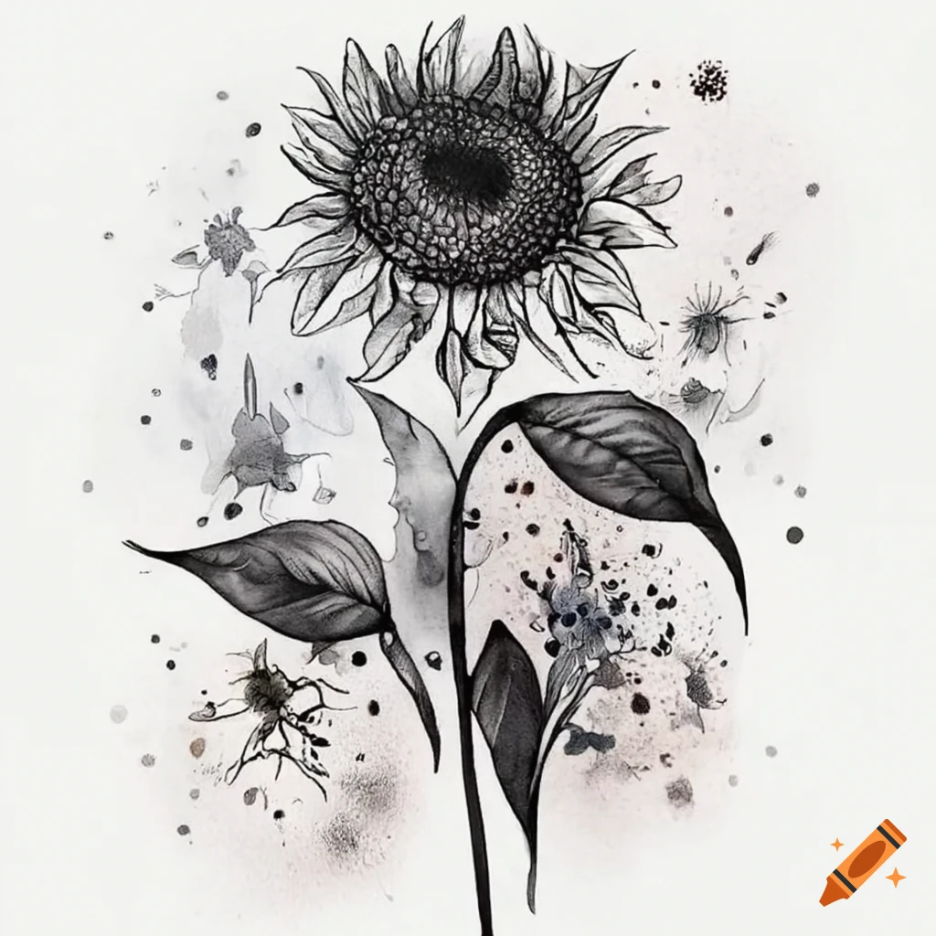 Detailed sketch of a sunflower flower. beautiful idea for a flower tattoo.  sunflower design for invitation. Freehand sketching illustration Stock  Photo - Alamy