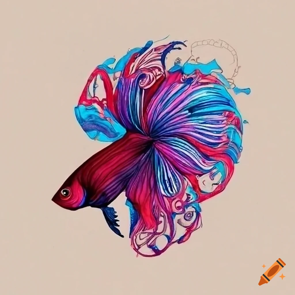 Artistic Drawing Of A Betta Fish With Filigree Details On Craiyon