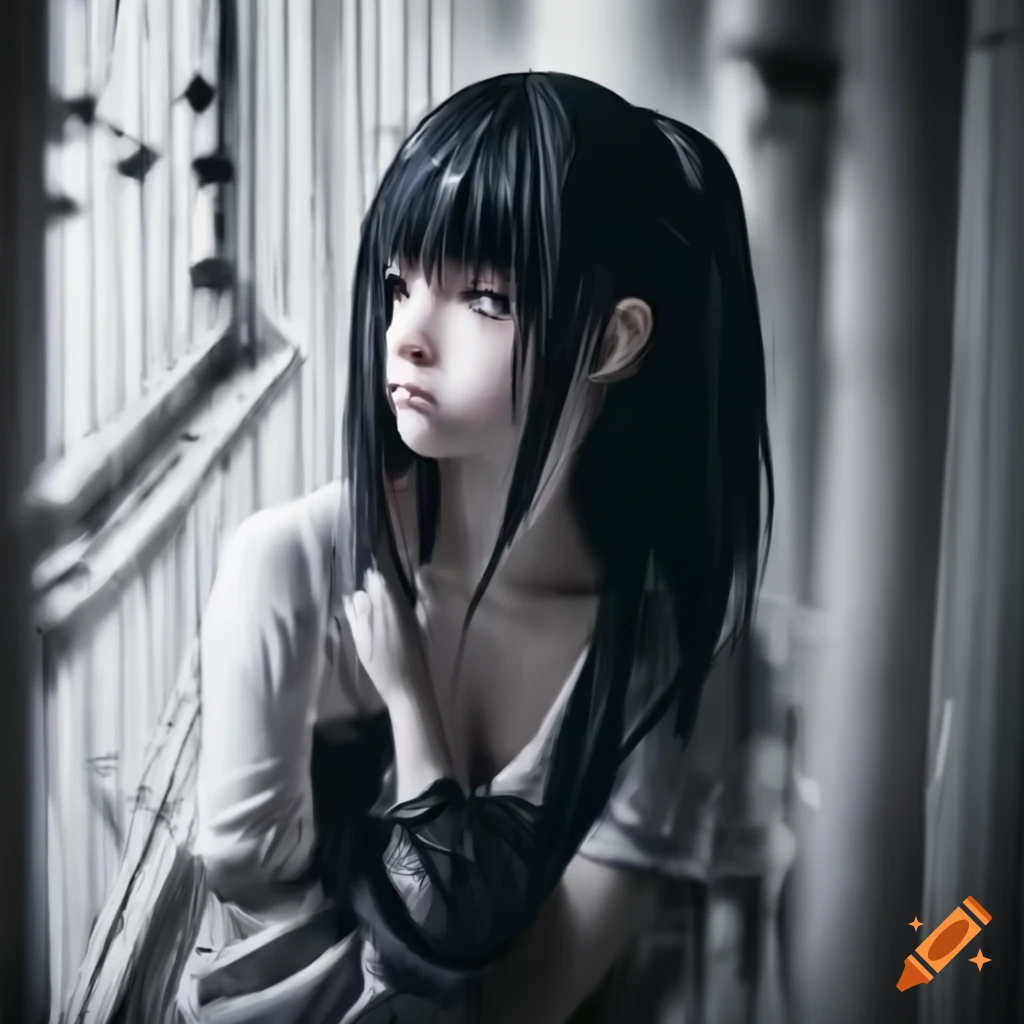 anime girl trapped in a birdcage