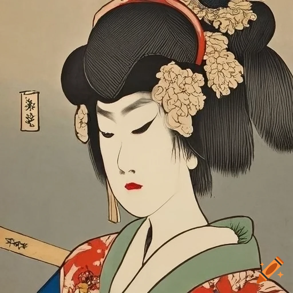 Japanese woodblock art of a serene woman