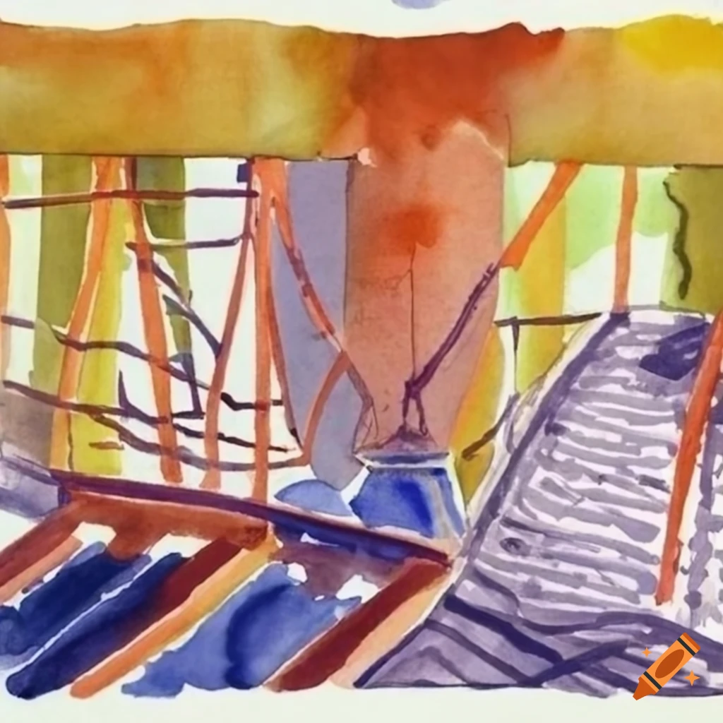 watercolor painting of a roller coaster