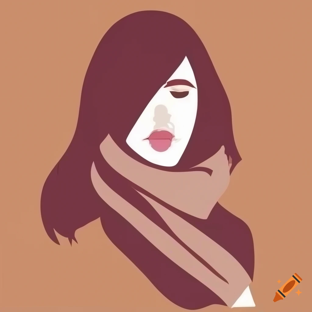 minimalist vector art of a woman with a scarf