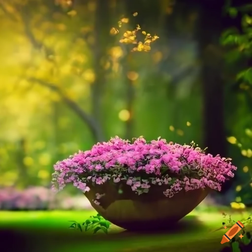 sunlit garden in springtime