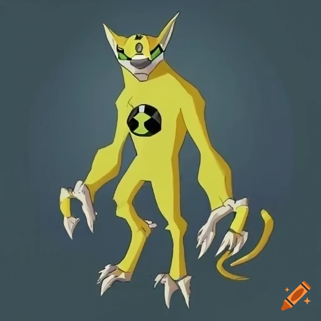 Yellow feline-like alien with super speed abilities on Craiyon