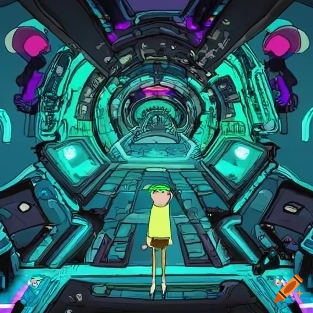 Futuristic rick and morty artwork for technology course on craiyon
