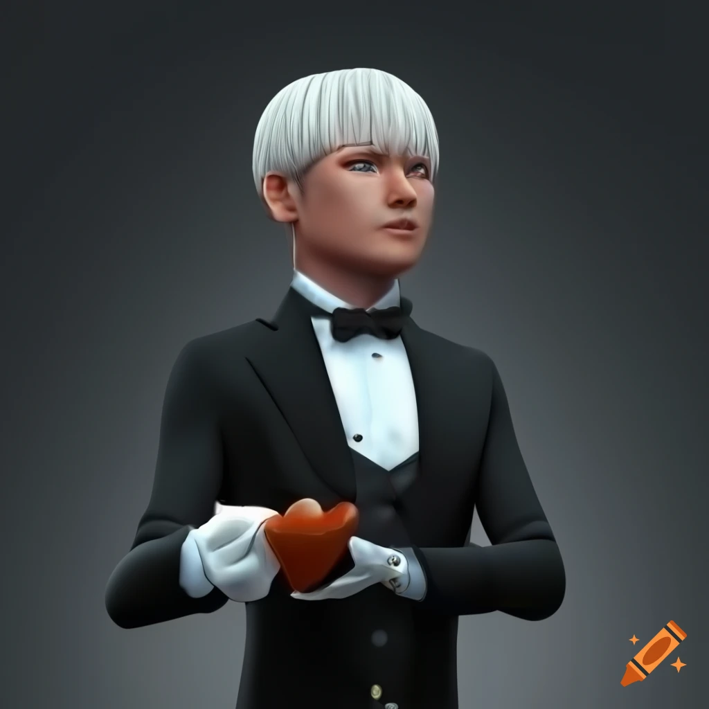 3D animated character of a classy english butler