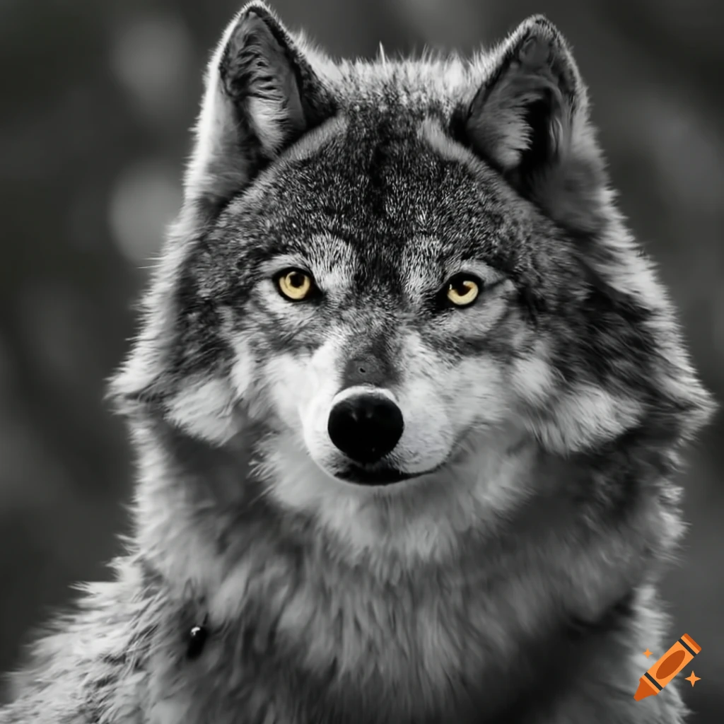 imagen de un hermoso lobo blanco y negro