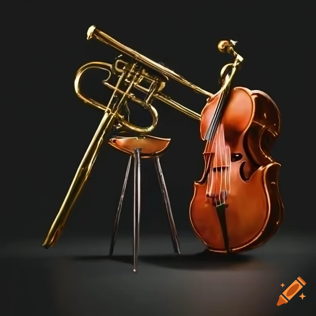illustration of a trombone and cello on a date