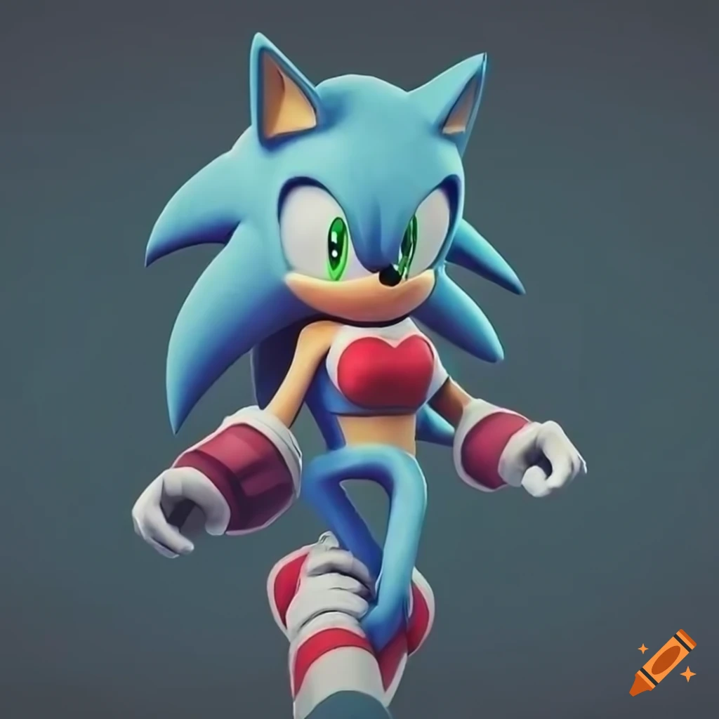 3d render of sonic the hedgehog running towards the viewer