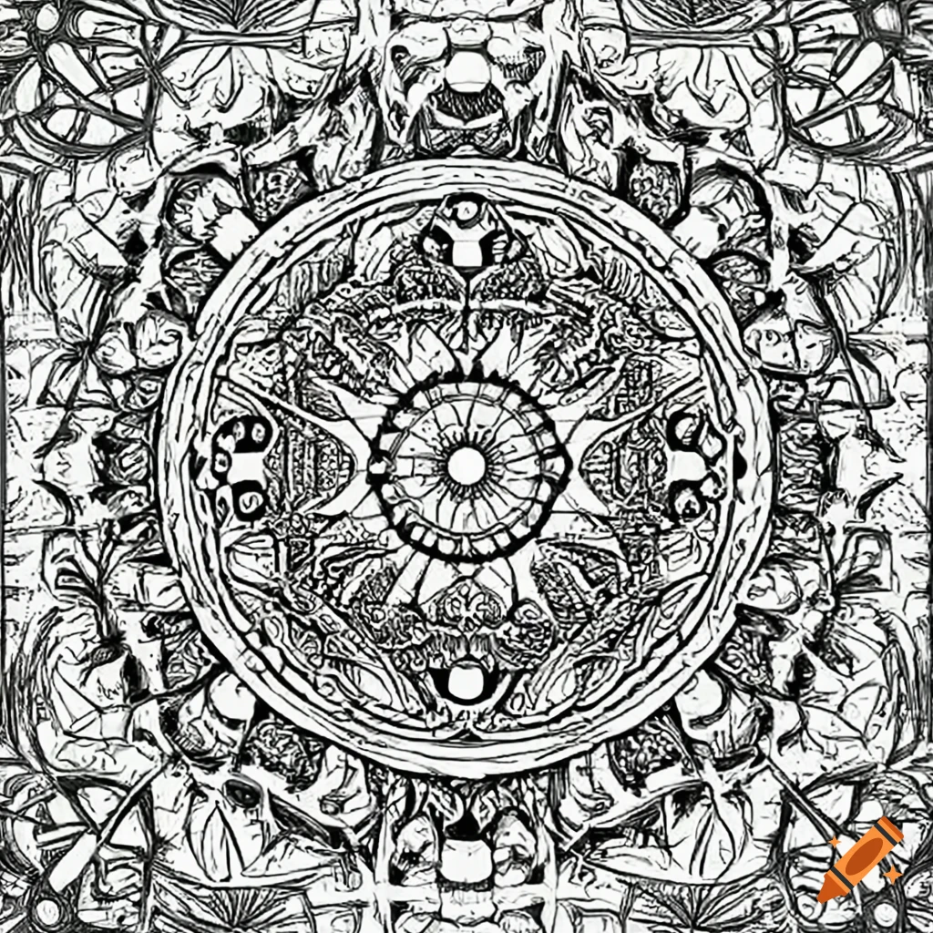 clean line art mandala coloring page