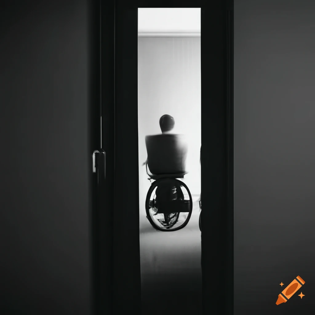 door in a dark room with computers and people